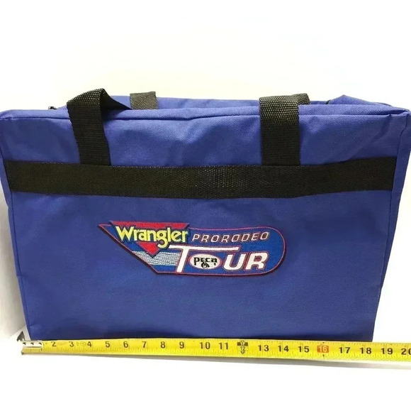 Wrangler Pro Rodeo Tour Vintage Blue PRCA Duffel Bag New - Picture 5 of 7